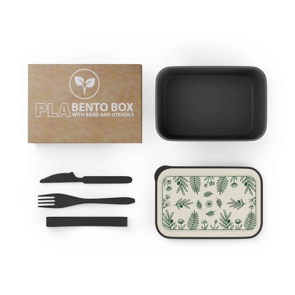 Botanical Eco-Friendly Bento Box - Sustainable Lunch Container with Band & Utensils - Tulique