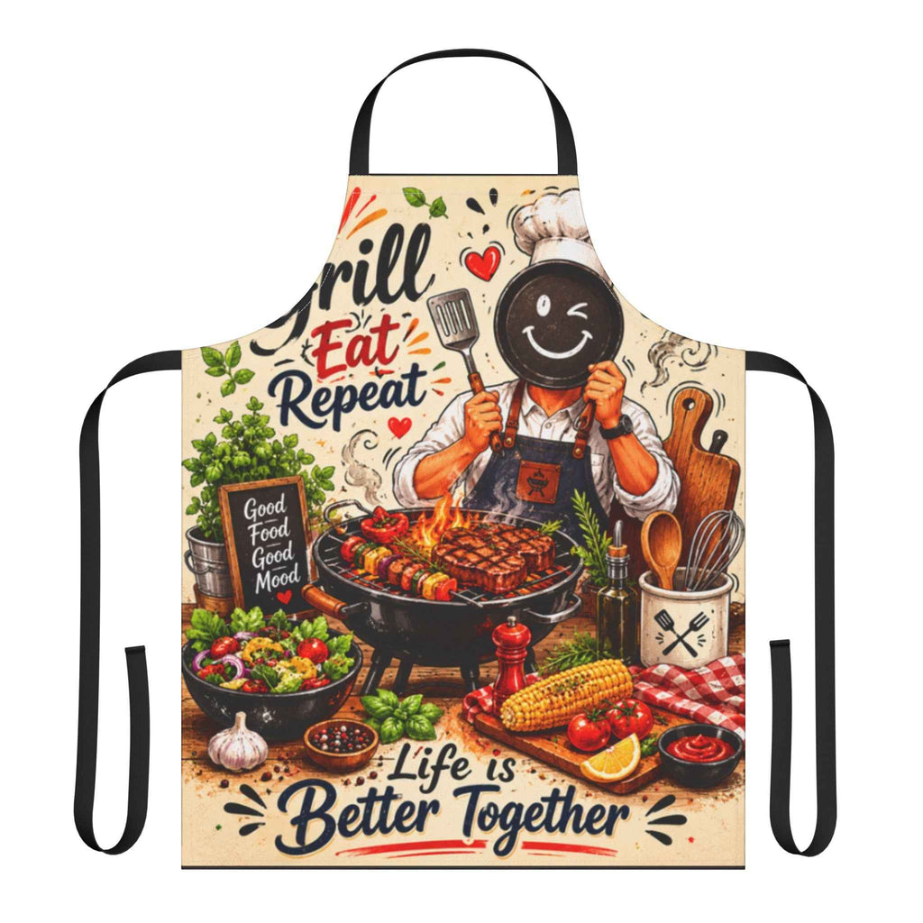 Grill Eat Repeat Apron — Life is Better Together BBQ Kitchen Apron - Tulique