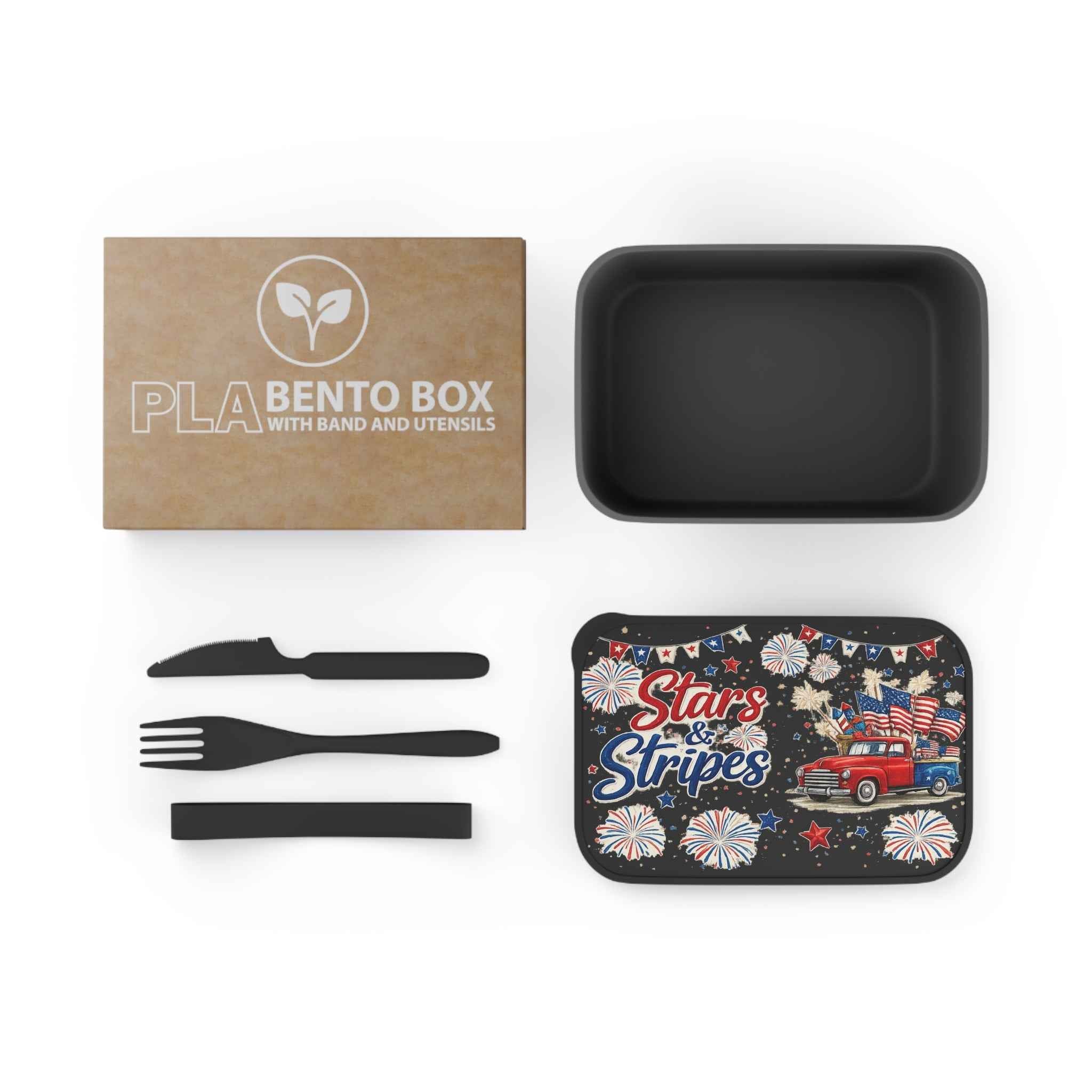 Stars & Stripes Patriotic Bento Box — Lunchbox with Utensils - Tulique