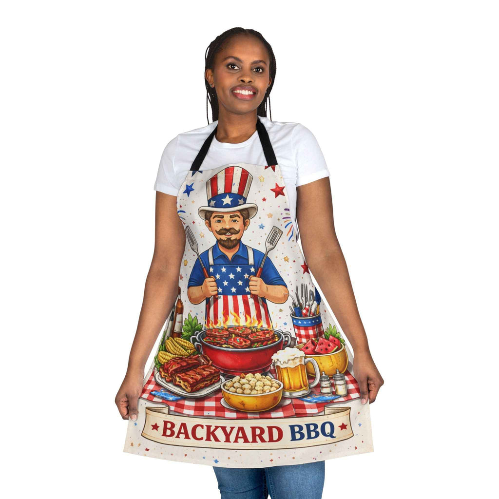 Backyard BBQ Patriotic Apron - Uncle Sam Grillmaster Patriotic BBQ Apron for Summer Cookouts - Tulique