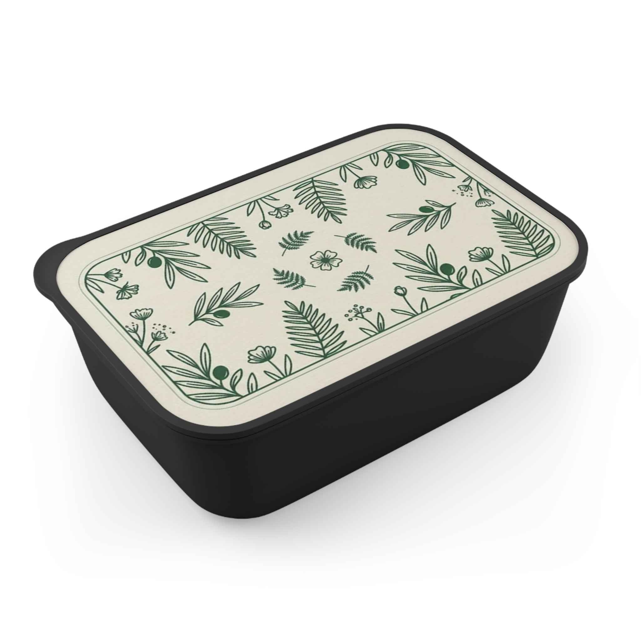 Botanical Eco-Friendly Bento Box - Sustainable Lunch Container with Band & Utensils - Tulique