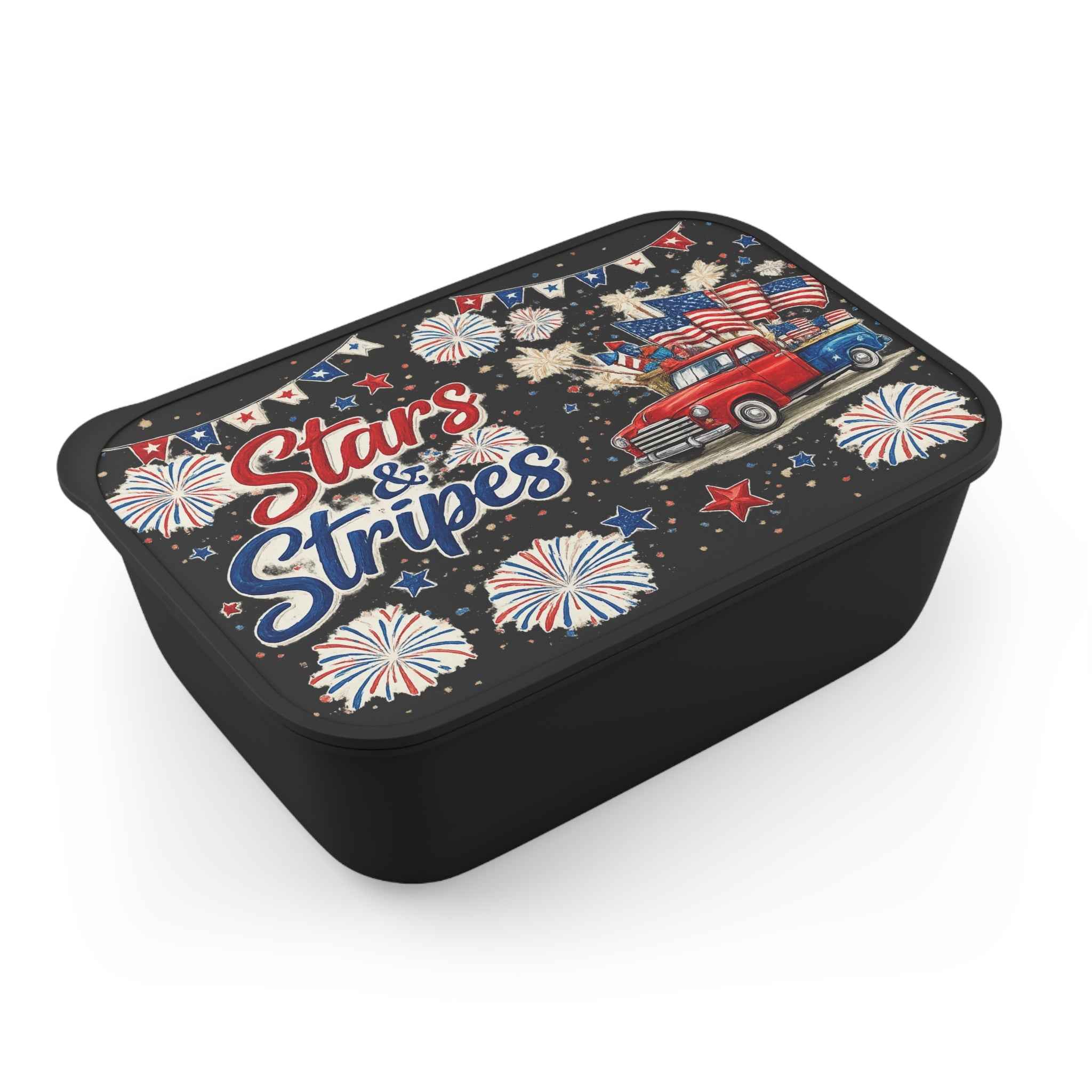 Stars & Stripes Patriotic Bento Box — Lunchbox with Utensils - Tulique