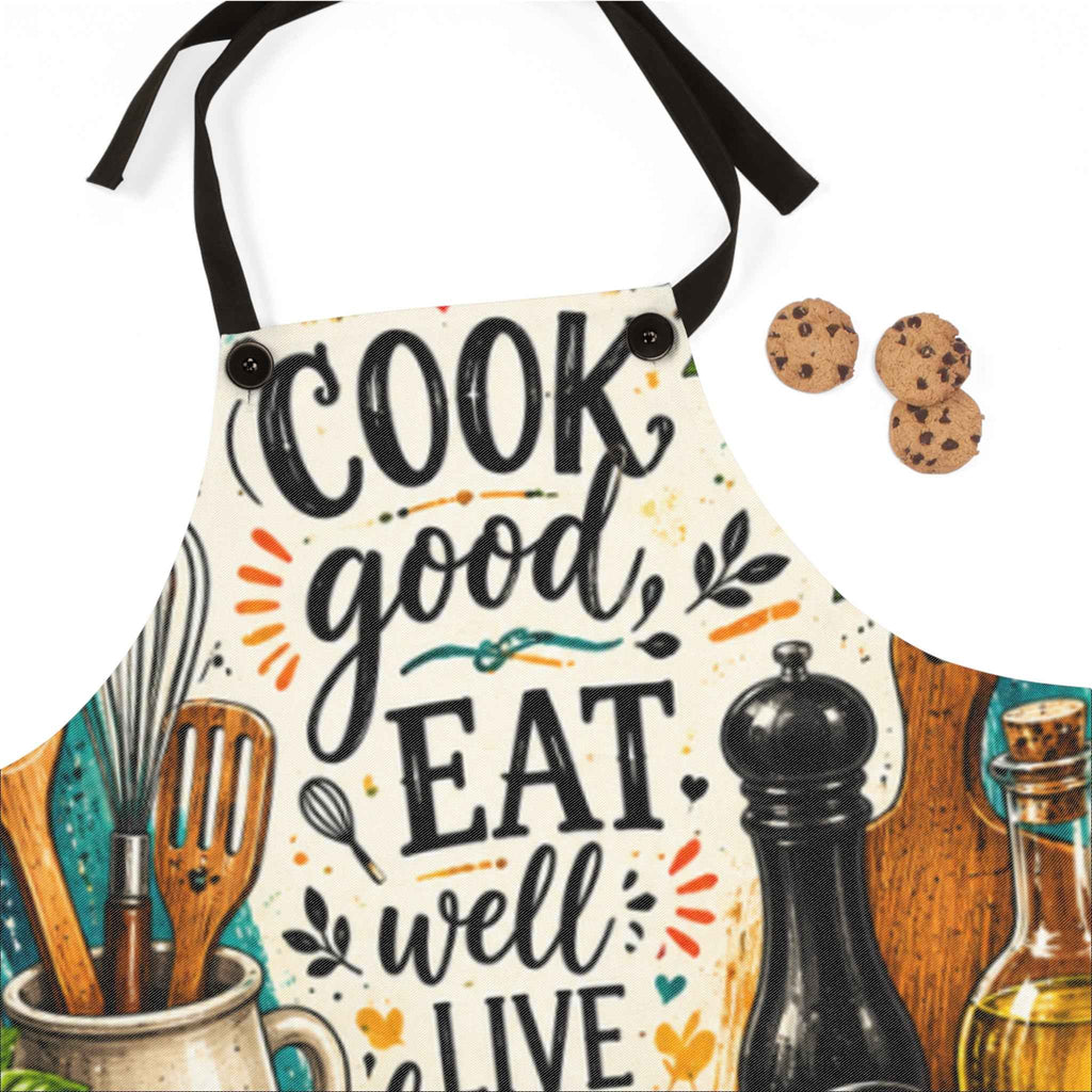 Cook Good Eat Well Kitchen Apron for Home Cooks – Joyful Design for Every Culinary Adventure - Tulique