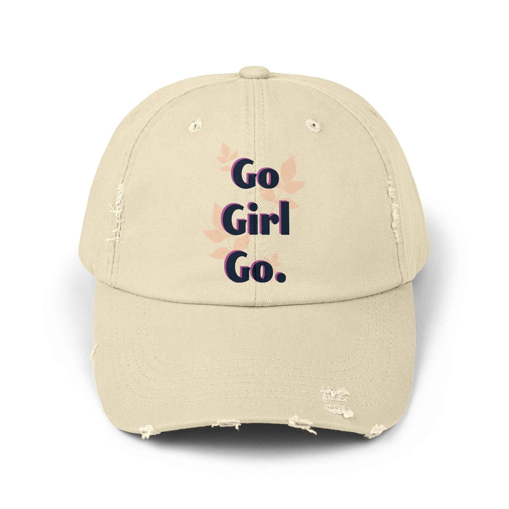 Go Girl Go Distressed Baseball Cap - Empowerment Baseball Cap for Women - Tulique