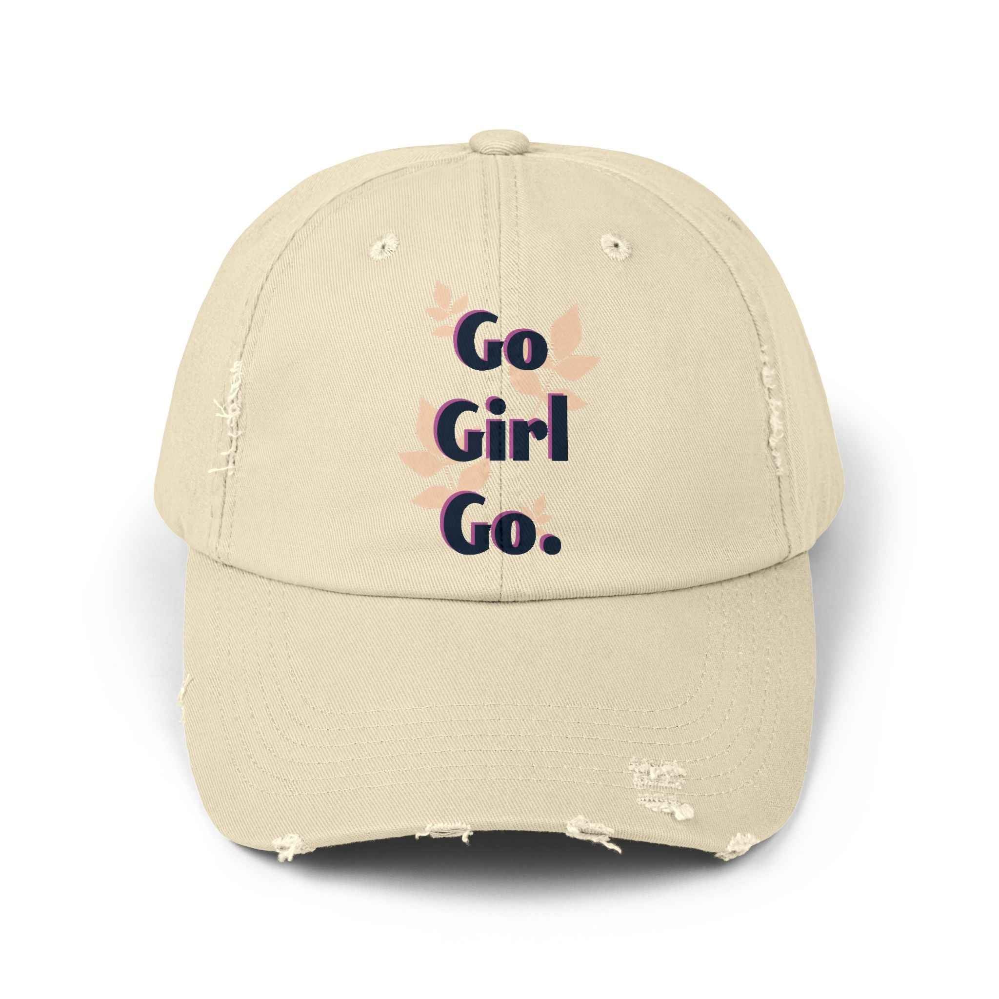 Go Girl Go Distressed Baseball Cap - Empowerment Baseball Cap for Women - Tulique