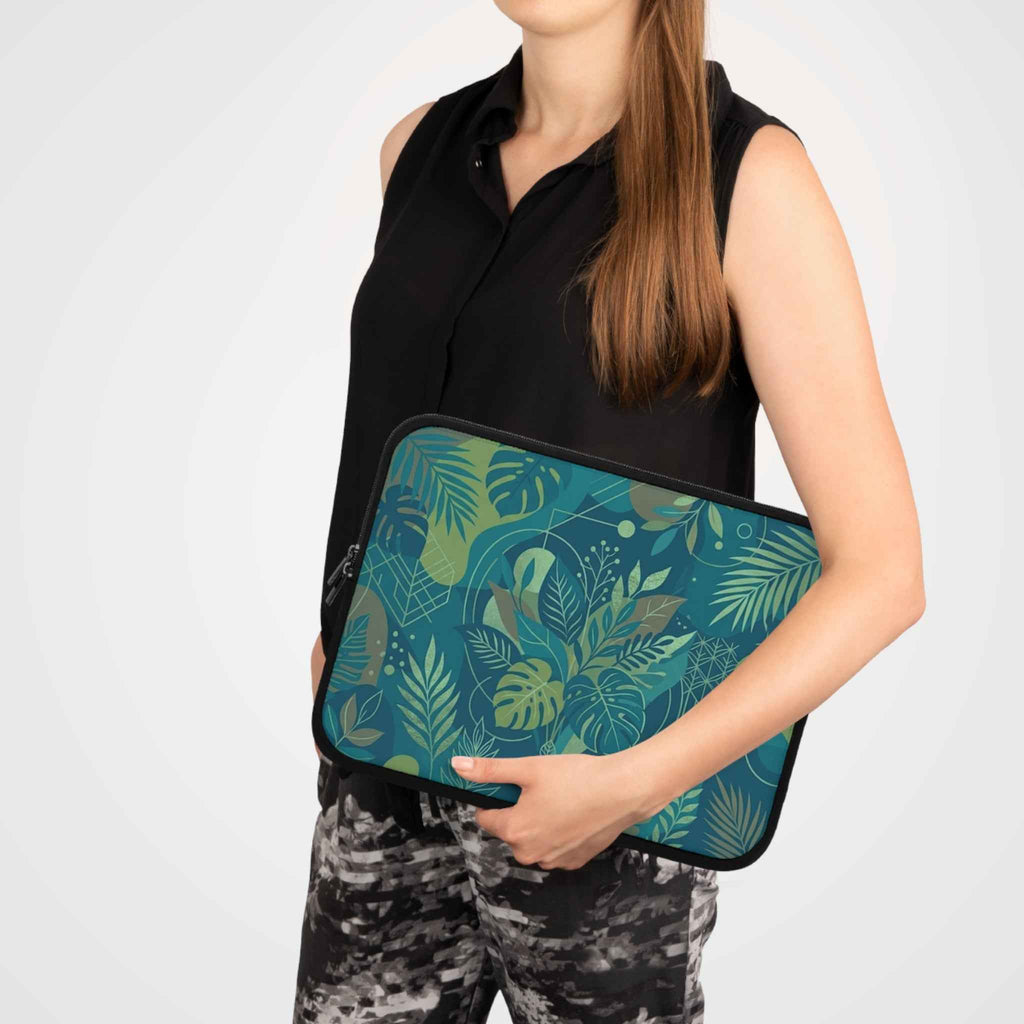 Tropical Leaf Laptop Sleeve - Stylish Green Botanical Protective Case for All Laptops - Tulique