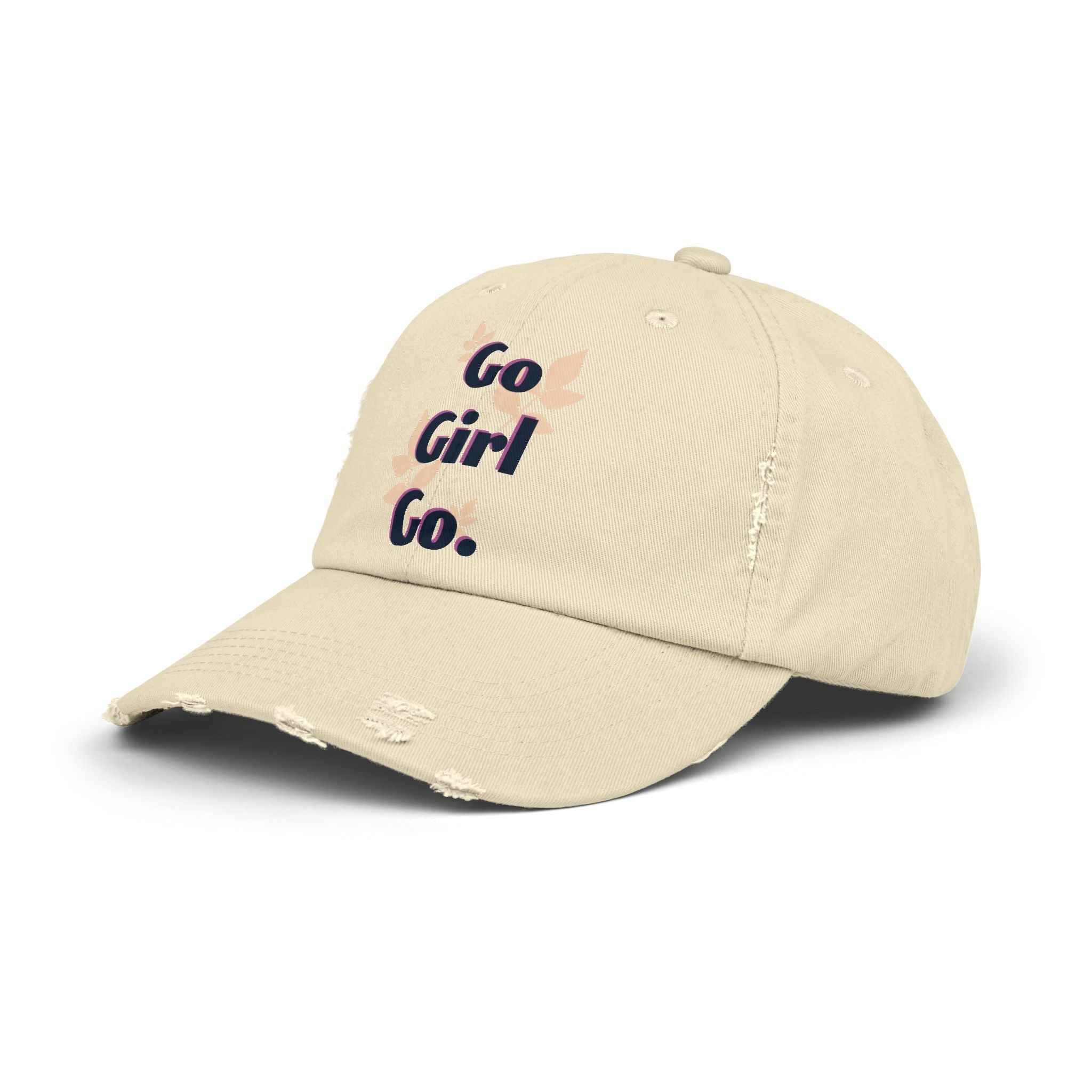 Go Girl Go Distressed Baseball Cap - Empowerment Baseball Cap for Women - Tulique