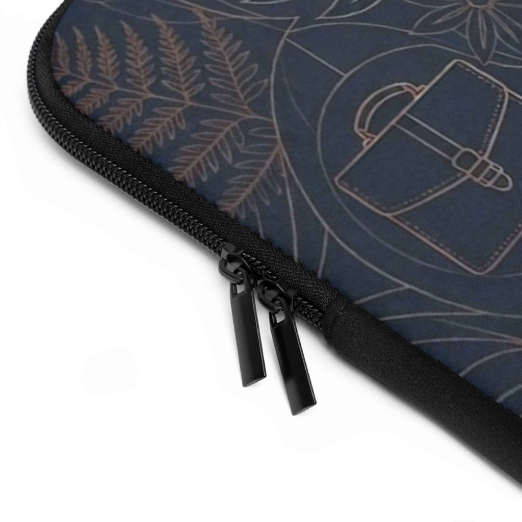 Crafted Carriers Navy Floral Laptop Sleeve - Elegant Briefcase & Glasses Design - Tulique