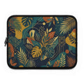 Tropical Foliage Laptop Sleeve – Stylish Dark Teal Botanical Leaves Protective Case for Laptops - Tulique