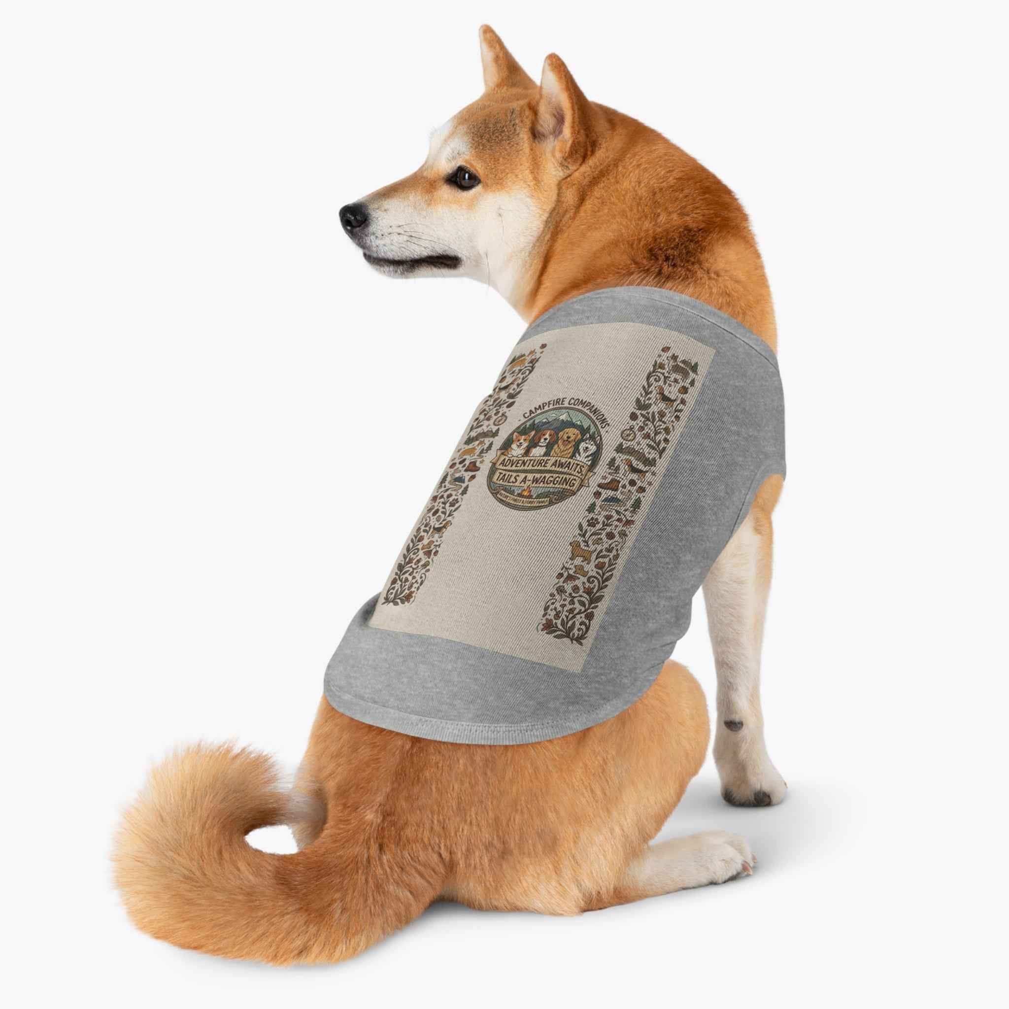 Adventure Awaits Pet Tank Top — Campfire Dogs Graphic for Outdoor-Loving Pets - Tulique