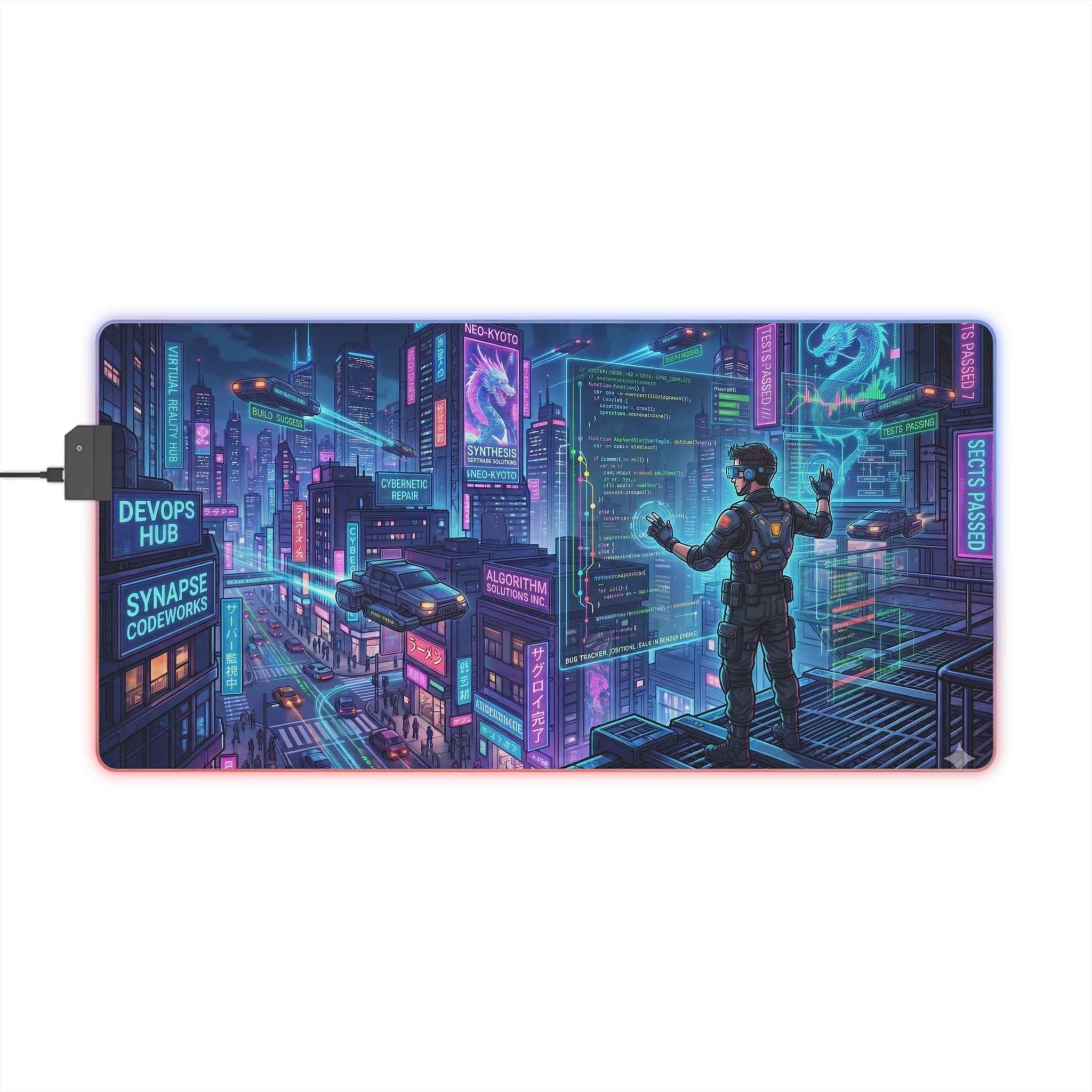 Cyber City RGB Gaming Mouse Pad — Neon Futuristic LED Desk Mat (31.5 x 11.8") - Tulique