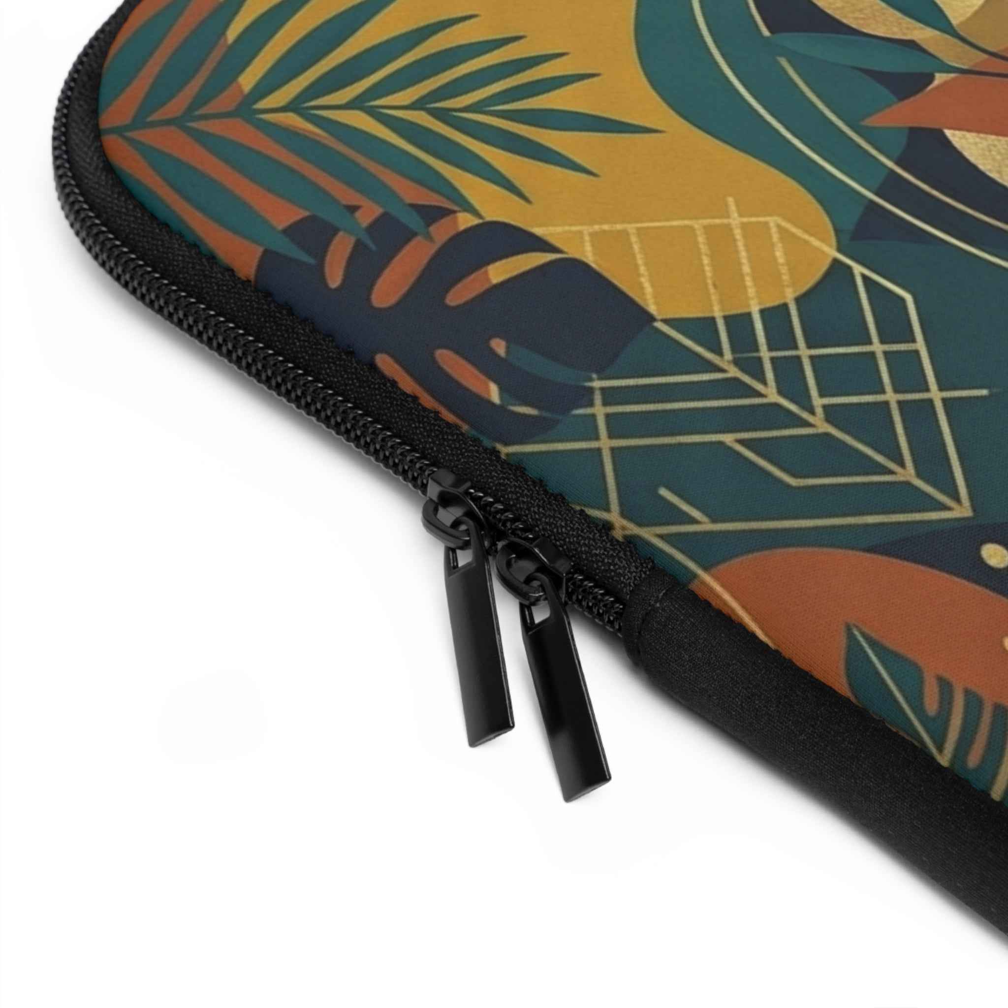 Tropical Foliage Laptop Sleeve – Stylish Dark Teal Botanical Leaves Protective Case for Laptops - Tulique