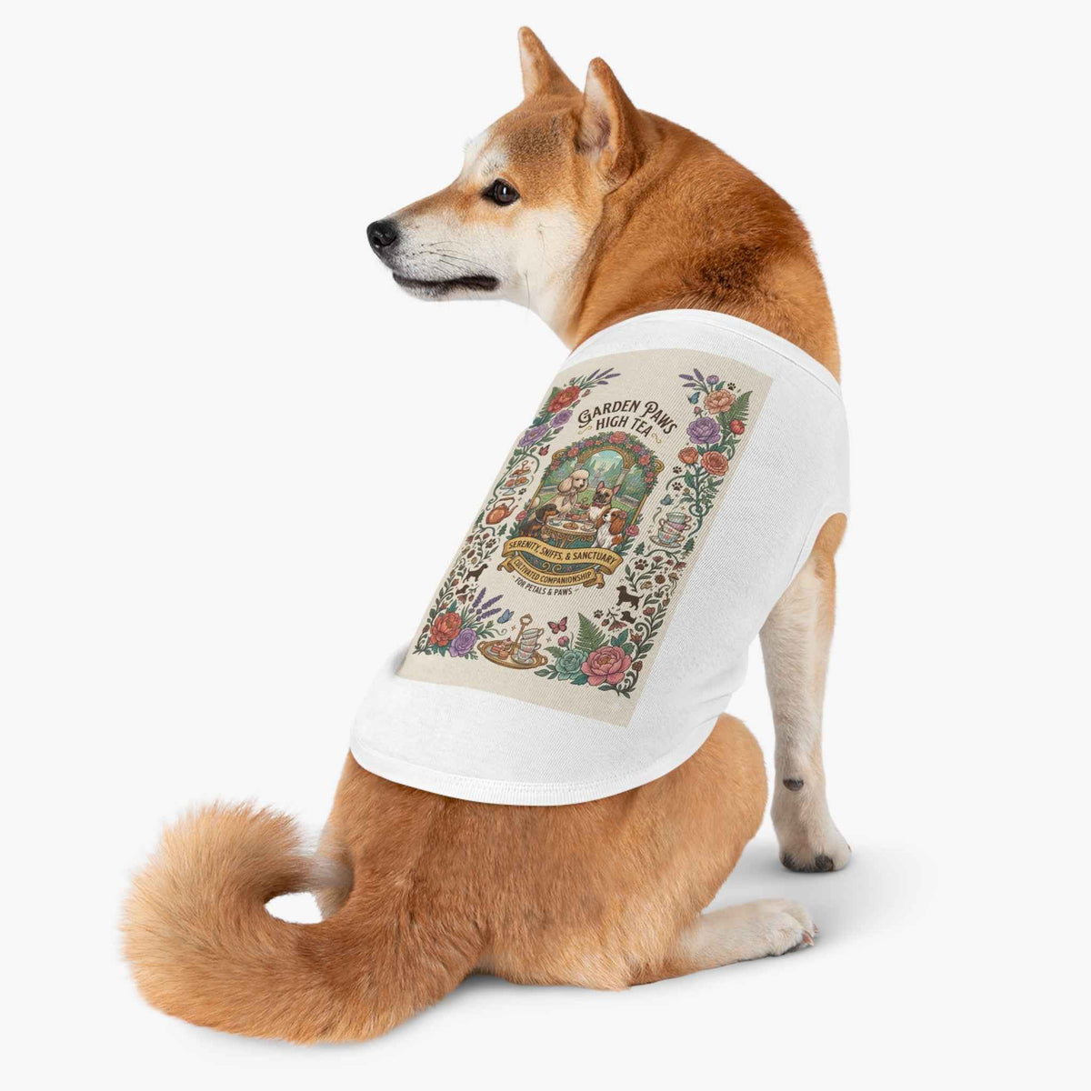 Garden Paws Floral Pet Tank Top - Vintage High Tea Party Style for Dogs & Cats - Tulique