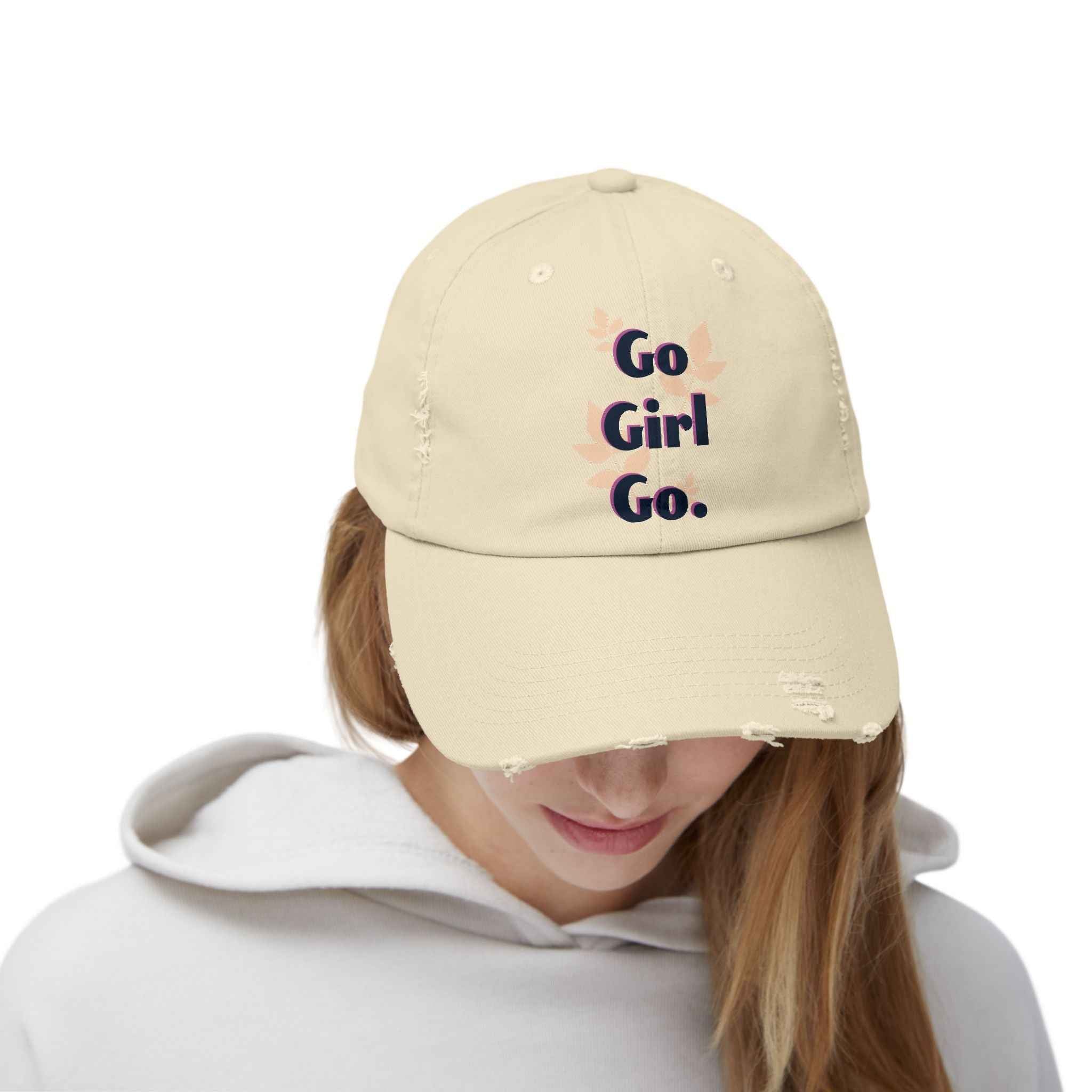 Go Girl Go Distressed Baseball Cap - Empowerment Baseball Cap for Women - Tulique