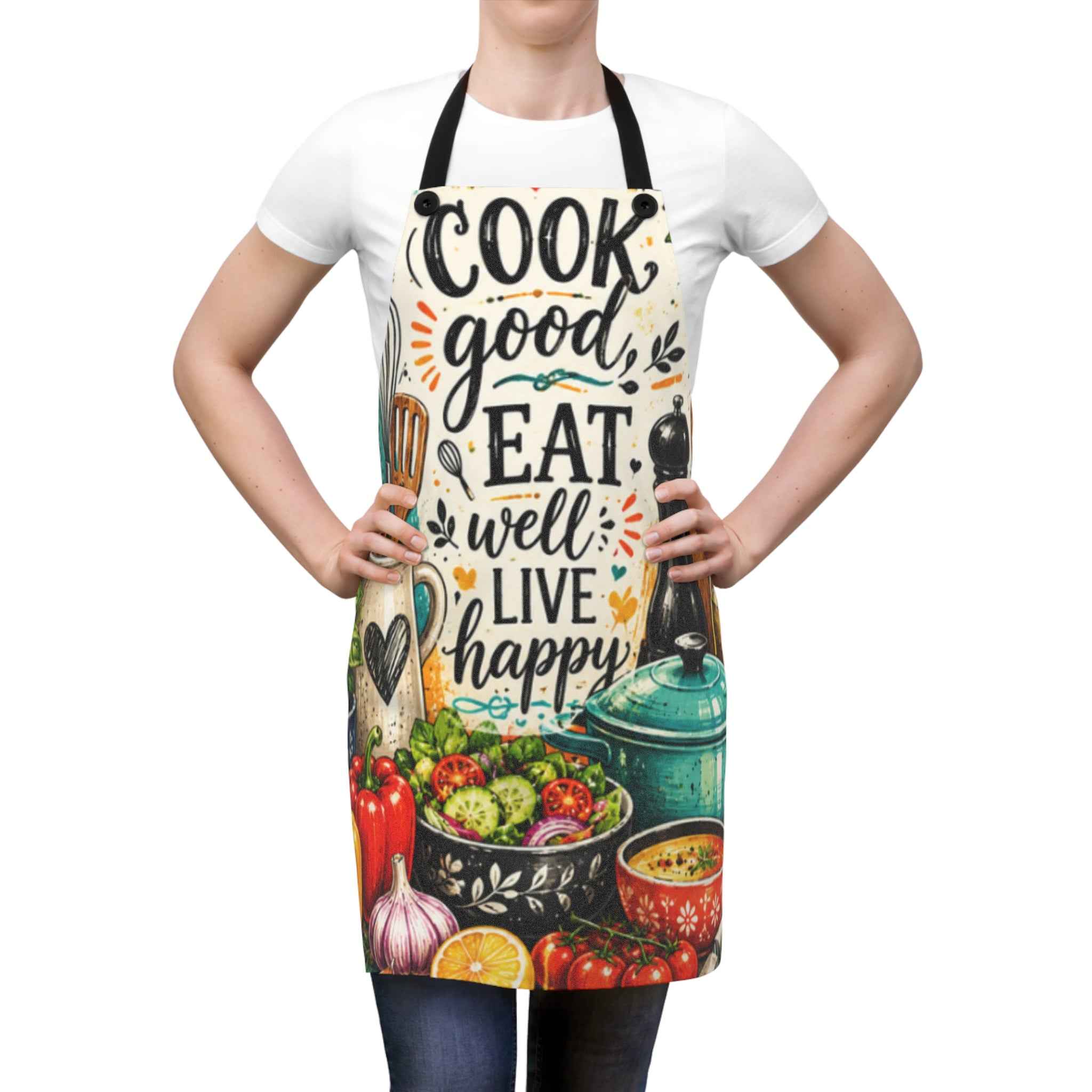 Cook Good Eat Well Kitchen Apron for Home Cooks – Joyful Design for Every Culinary Adventure - Tulique