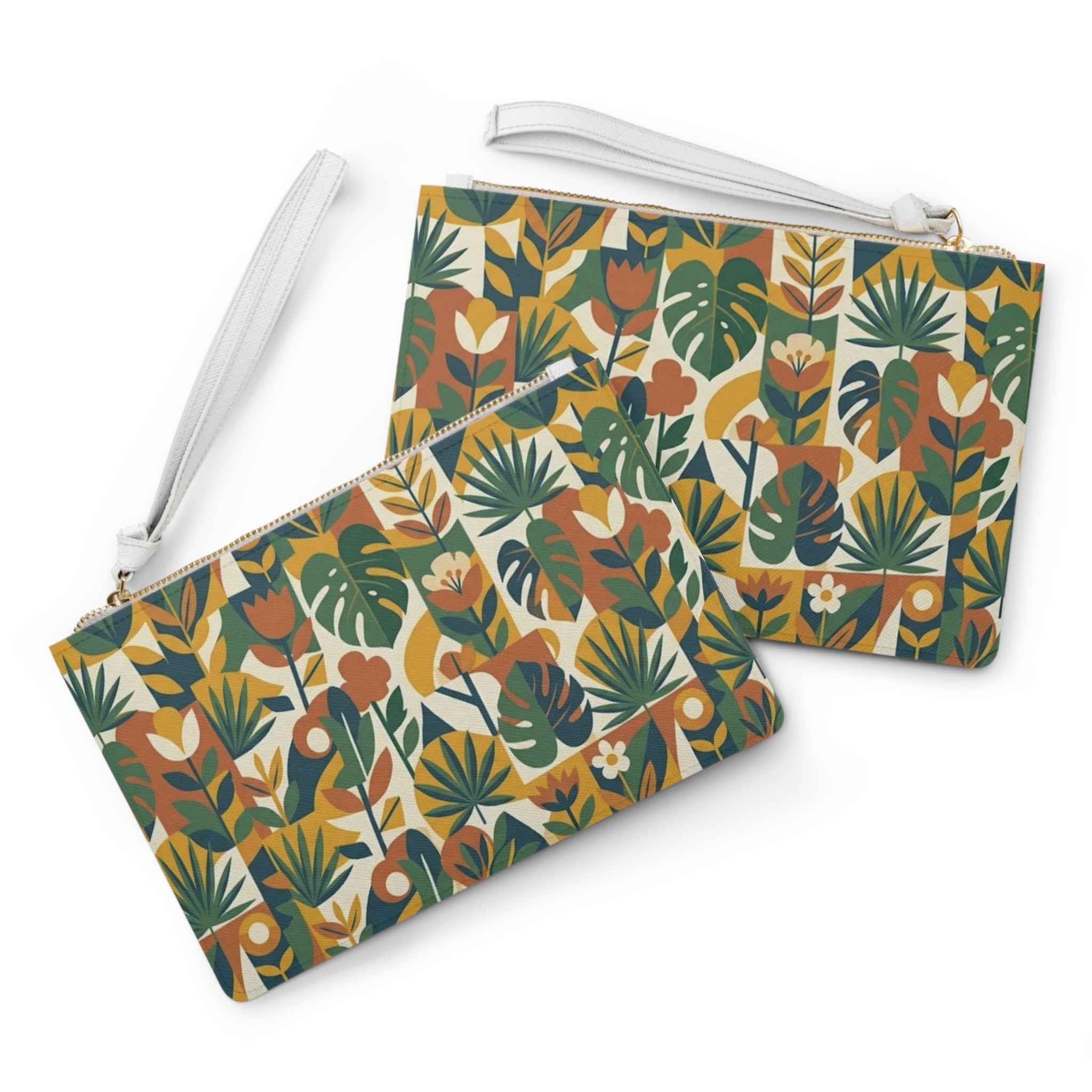 Floral Retro Clutch Bag - Midcentury Botanical Wristlet for Chic Elegance - Tulique