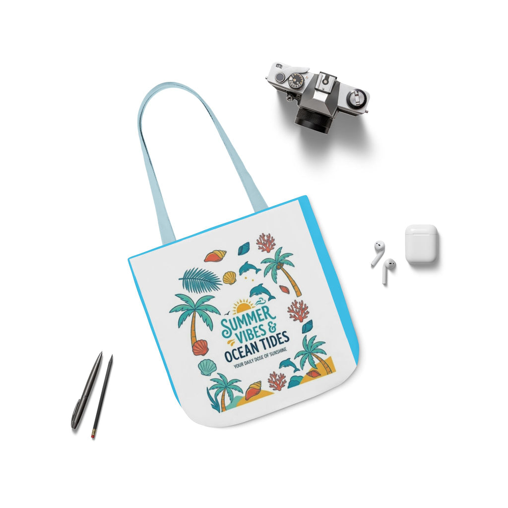 Summer Vibes Beach Tote - "Summer Vibes & Ocean Tides" Canvas Tote Bag - Tulique
