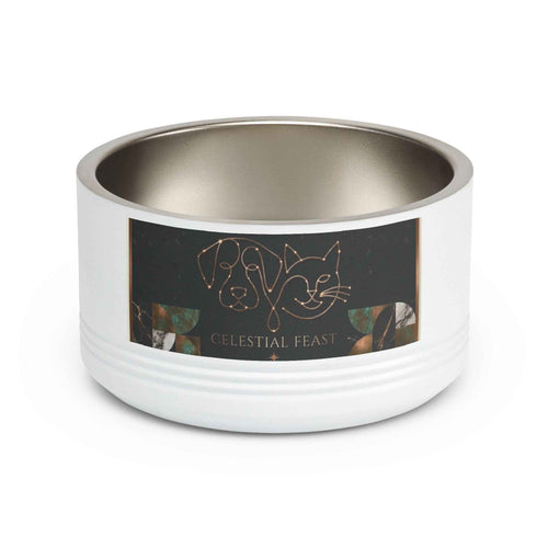 Celestial pet bowl - 18oz white stainless steel food and water dish for cats and dogs