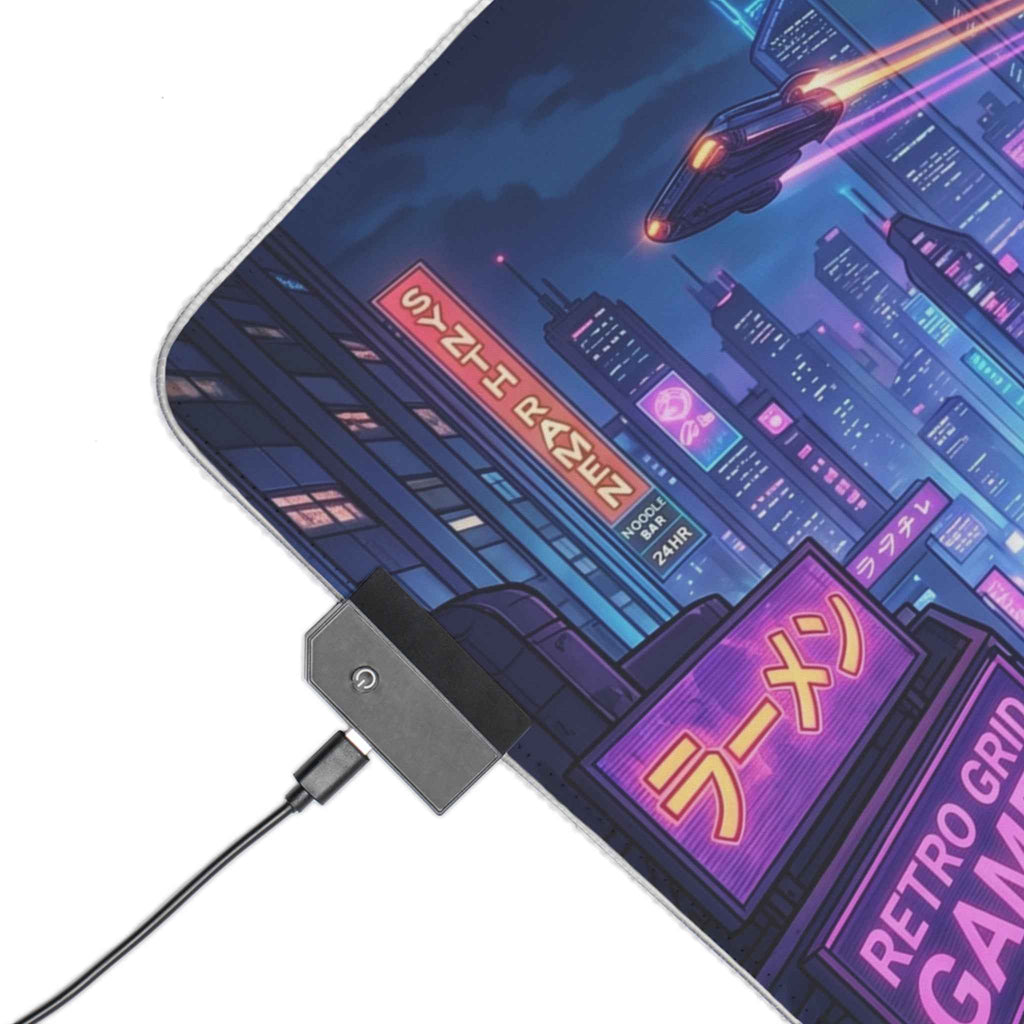 Cyberpunk LED Gaming Mouse Pad — Neon Night City RGB Desk Mat - Tulique