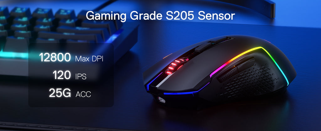 Premium Wireless Gaming Mouse - 12800 DPI, 3-Mode, 7 Macro Buttons