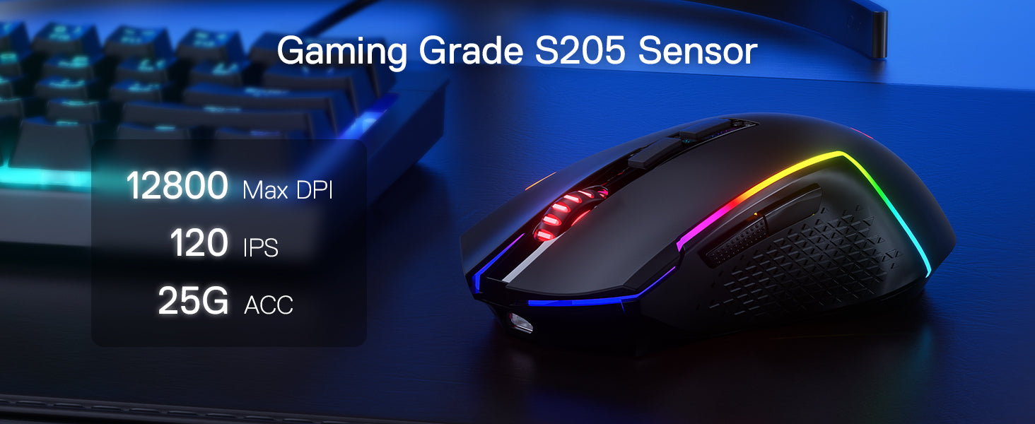 Premium Wireless Gaming Mouse - 12800 DPI, 3-Mode, 7 Macro Buttons