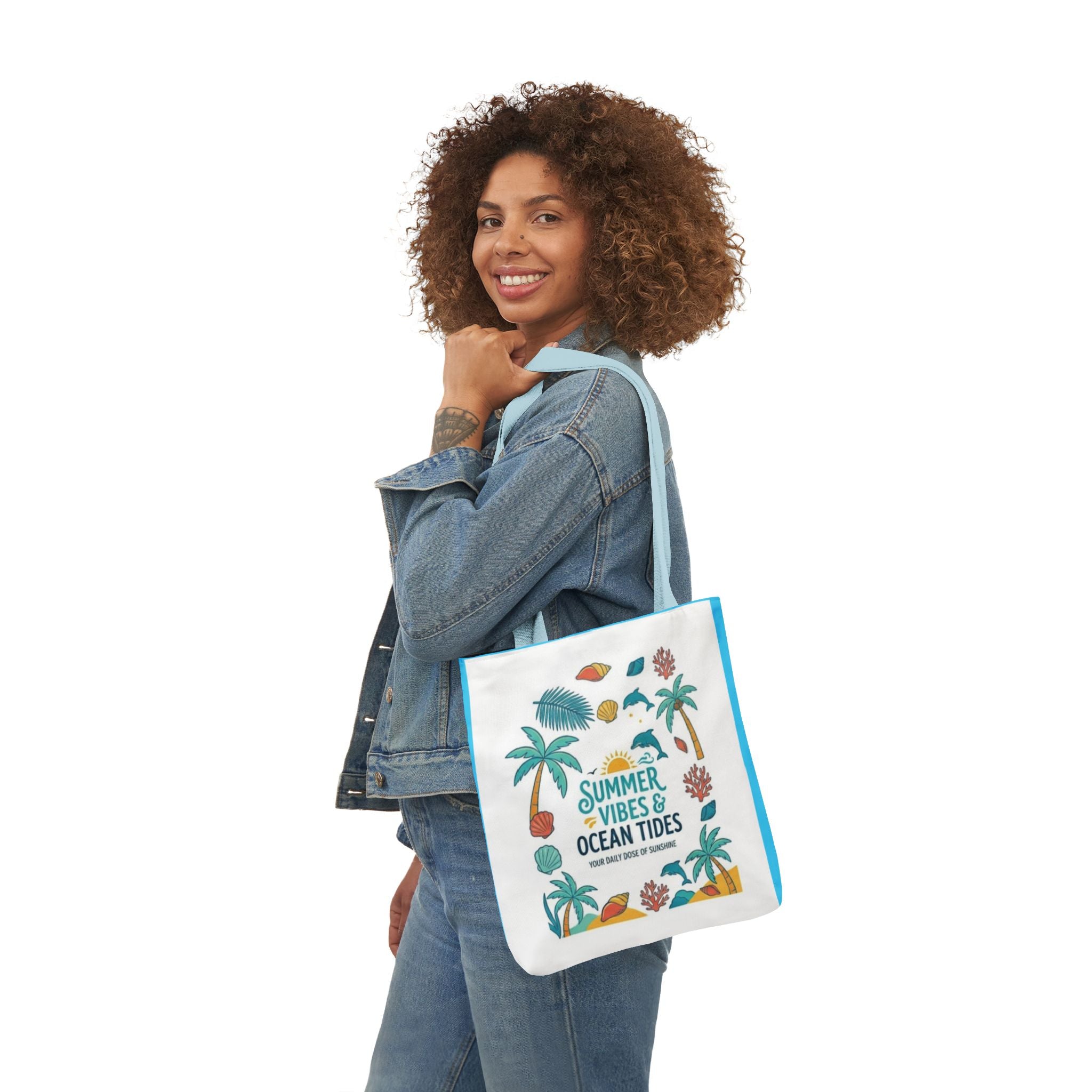 Summer Vibes Beach Tote - "Summer Vibes & Ocean Tides" Canvas Tote Bag - Tulique