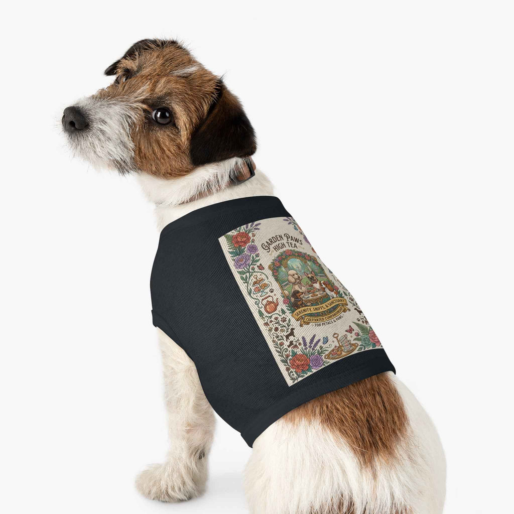 Floral Pet Tank Top - Vintage High Tea Party Style for Dogs & Cats in Black