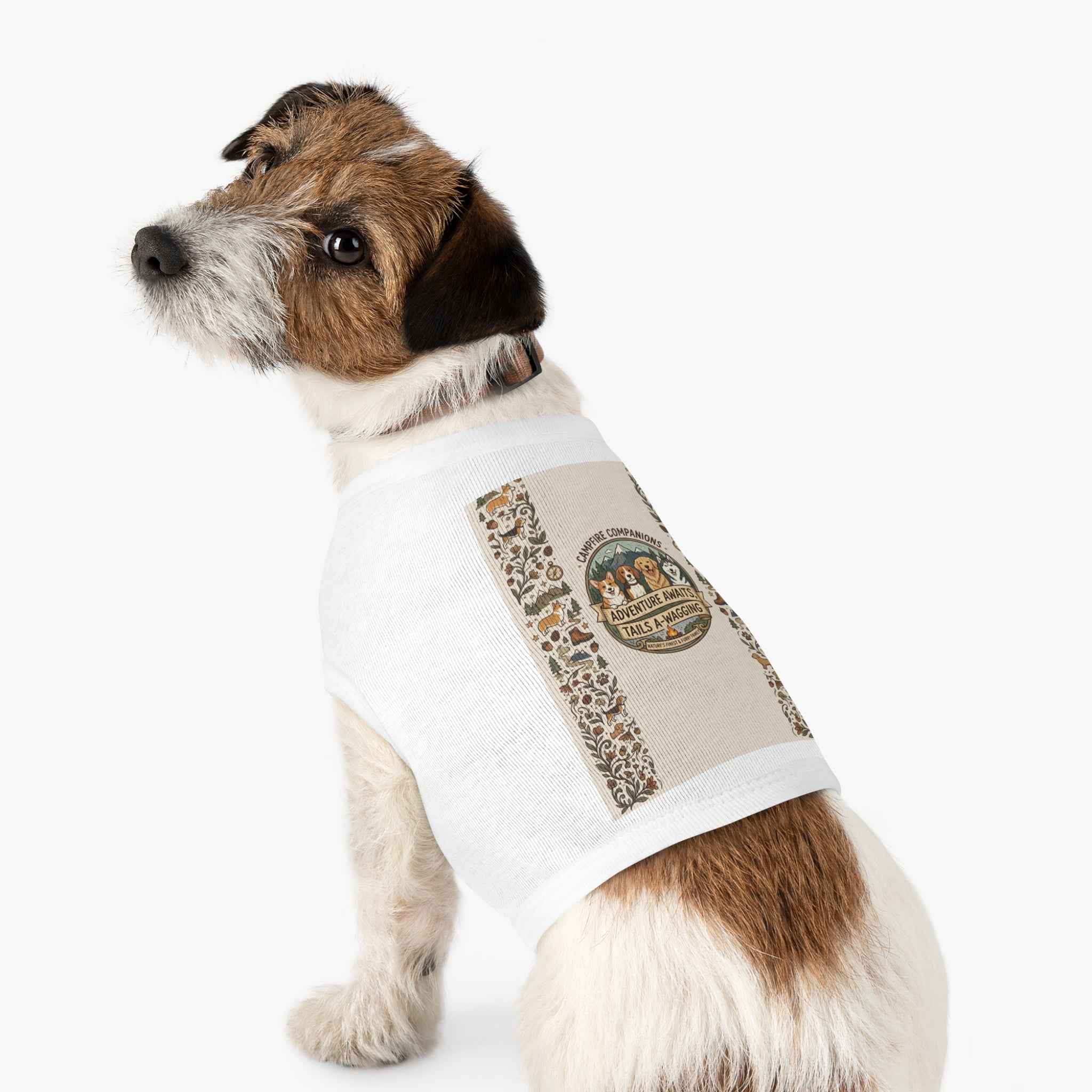 Adventure Awaits Pet Tank Top — Campfire Dogs Graphic for Outdoor-Loving Pets - Tulique