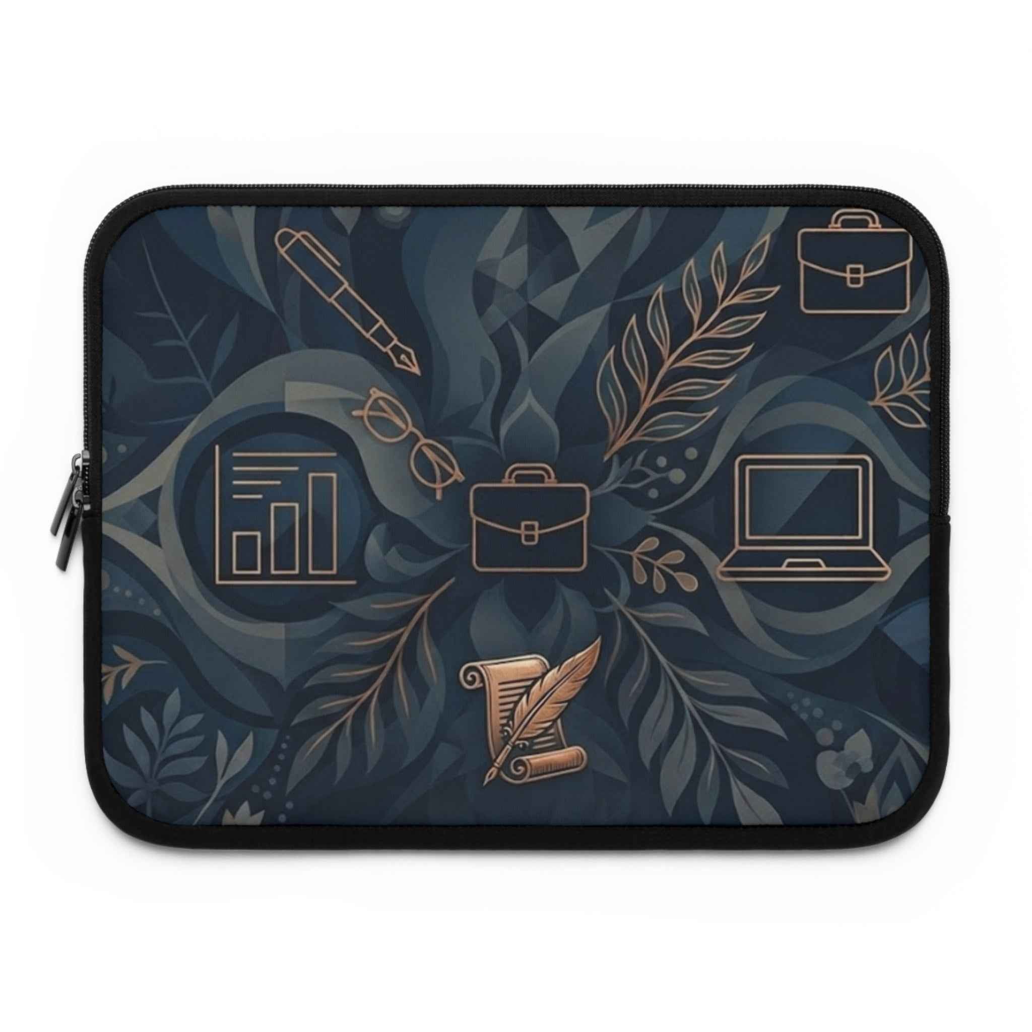 Professional Icons Laptop Sleeve for Professionals — Elegant Business & Writing Themed Protective Case - Tulique