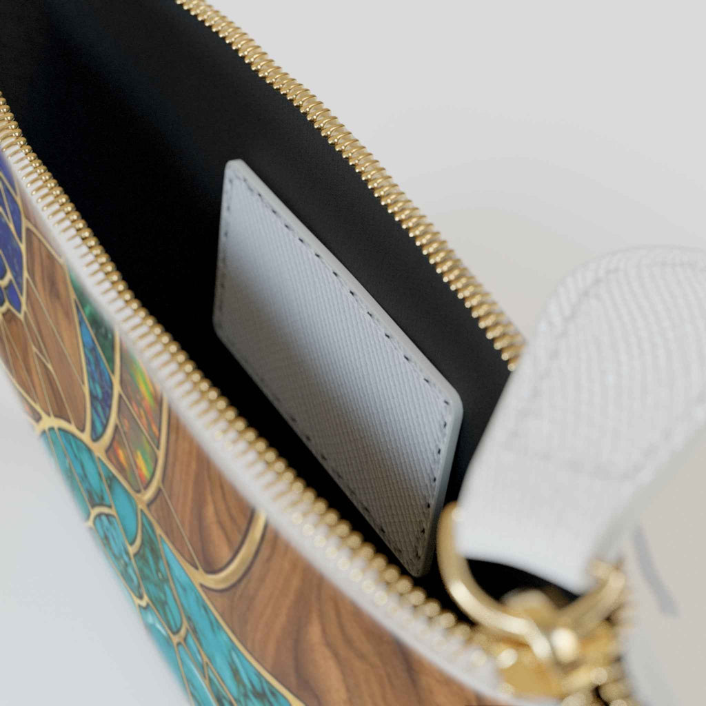 Mosaic Wave Mini Clutch - Teal & Blue Patterned Accessory Pouch for Stylish Storage - Tulique