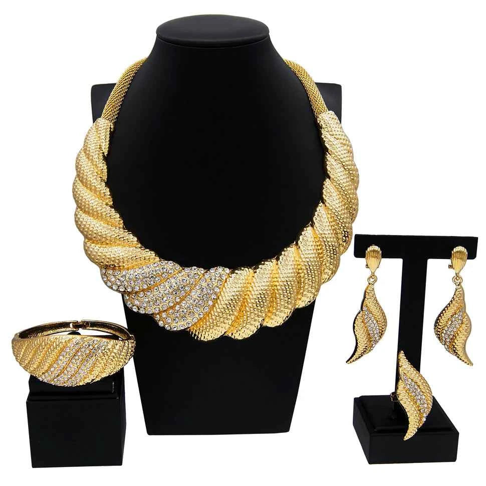 Luxury Gold Plated Dubai Bridal Jewelry Set for Women