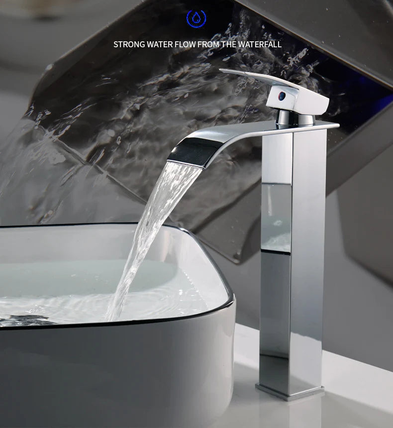 Elegant Waterfall Kitchen Faucet - Dual Control Stainless Steel