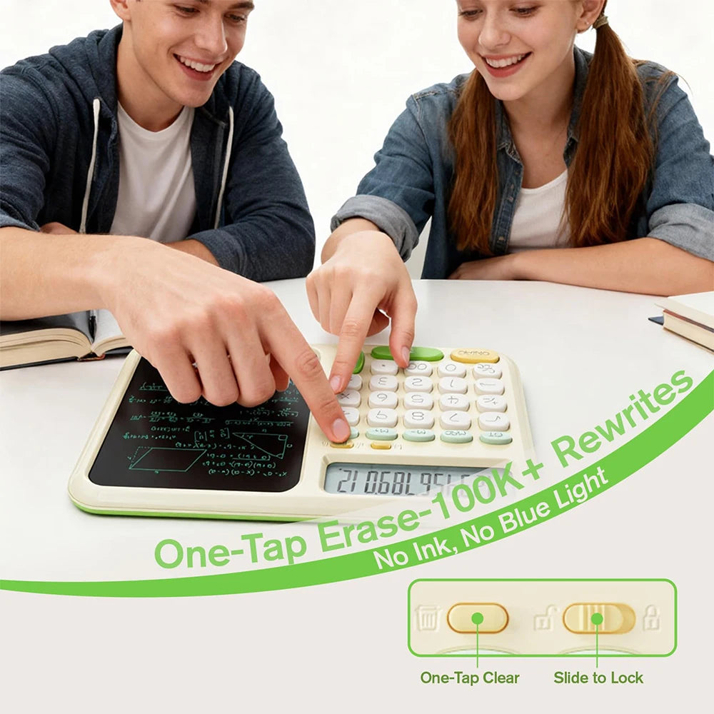 Premium Desk Calculator with Notepad - Big Button & Cute Design