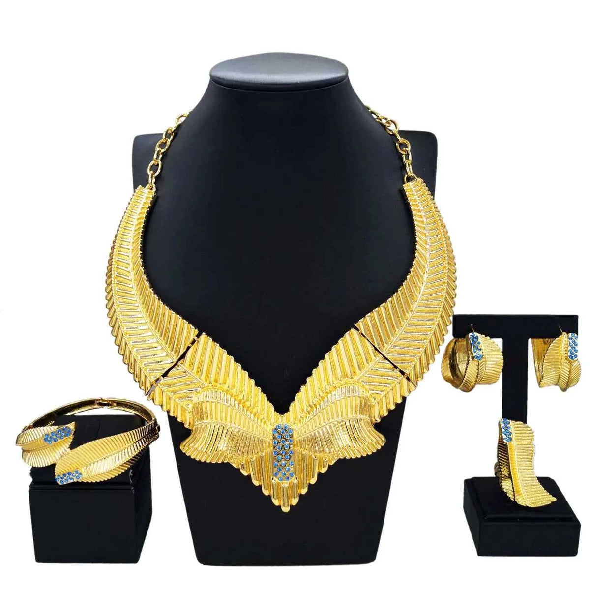 Gorgeous Luxury Wedding Jewelry Set - 24K Pendant & Matching Accessories