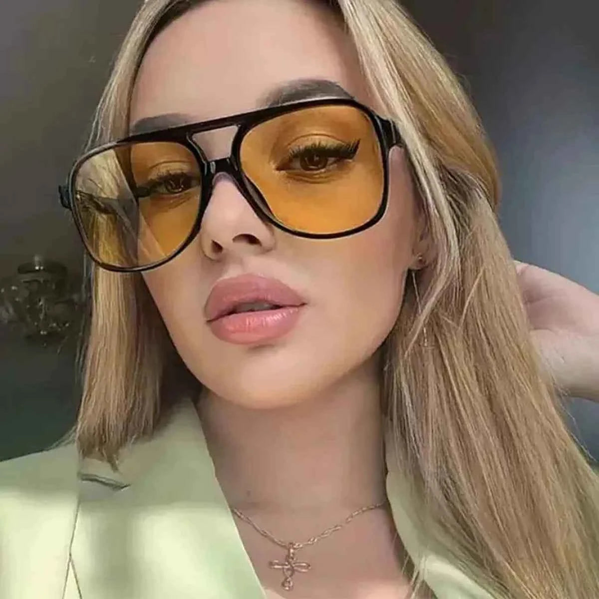 Vintage Oversized Square Sunglasses - Retro Bold Frame