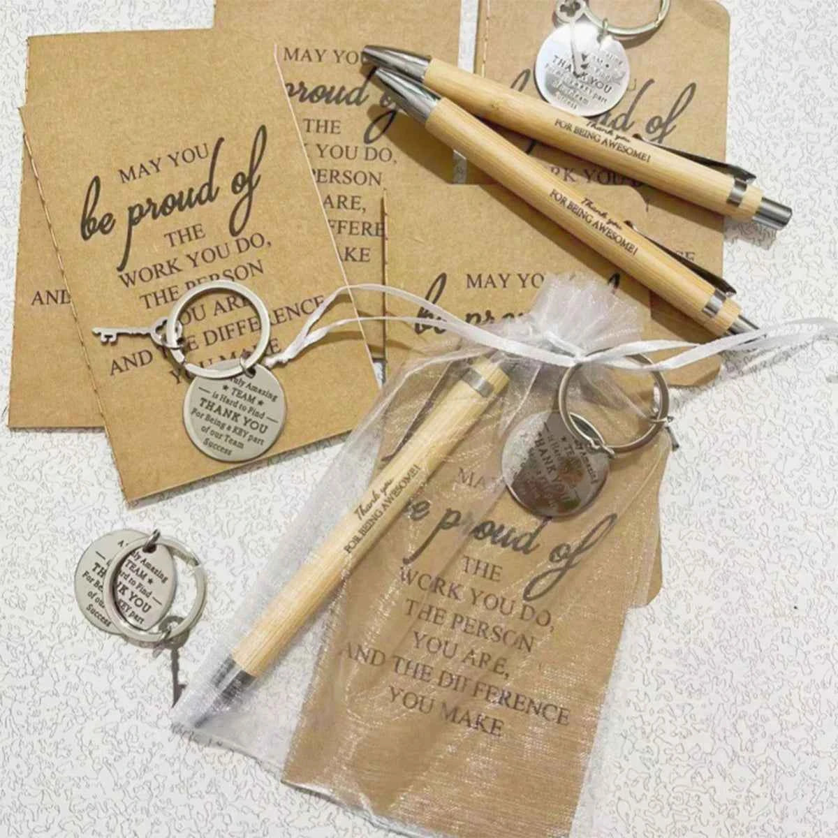 1 Set Motivational Thank You Gift Set, Include Signature Pen, Gratitude Cards, Keychain And Gift Bags, Expressing Appreci
