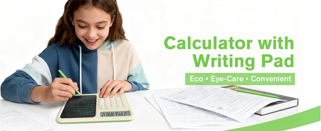 Premium Desk Calculator with Notepad - Big Button & Cute Design