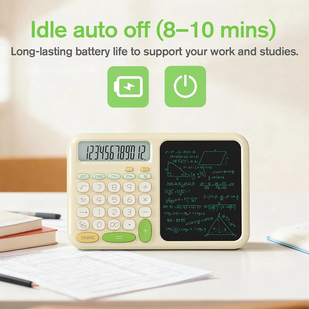 Premium Desk Calculator with Notepad - Big Button & Cute Design