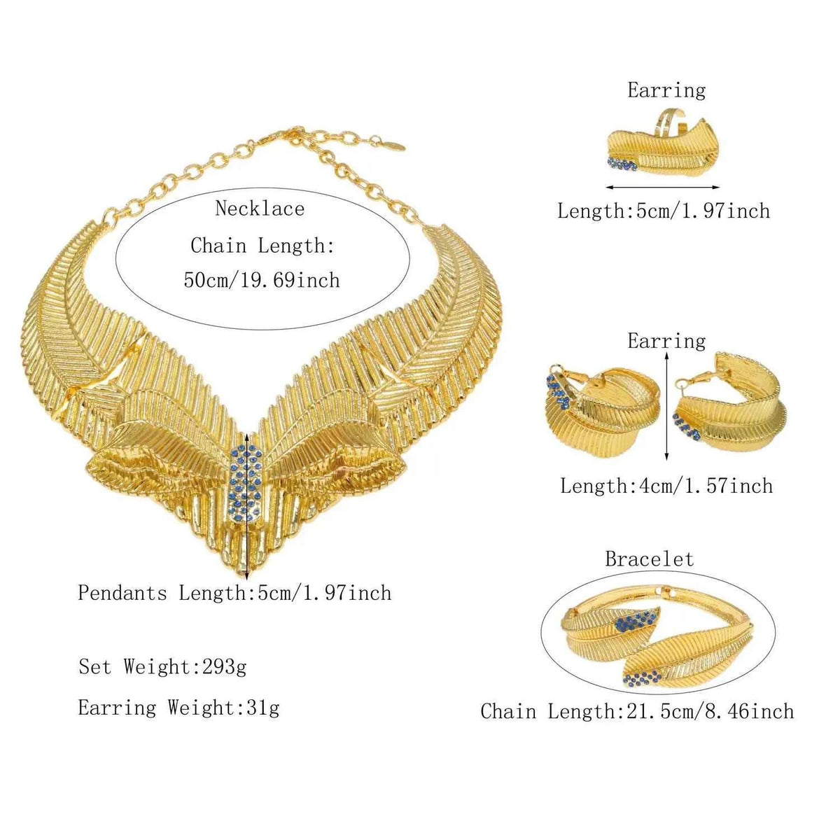 Gorgeous Luxury Wedding Jewelry Set - 24K Pendant & Matching Accessories