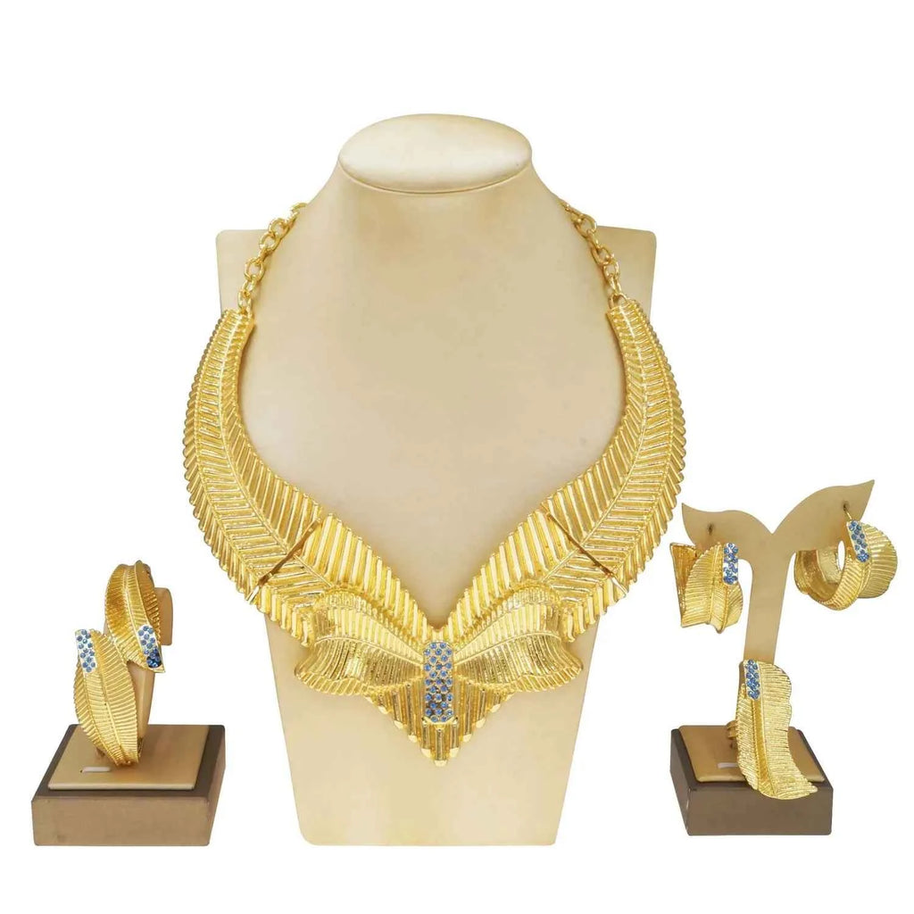 Gorgeous Luxury Wedding Jewelry Set - 24K Pendant & Matching Accessories