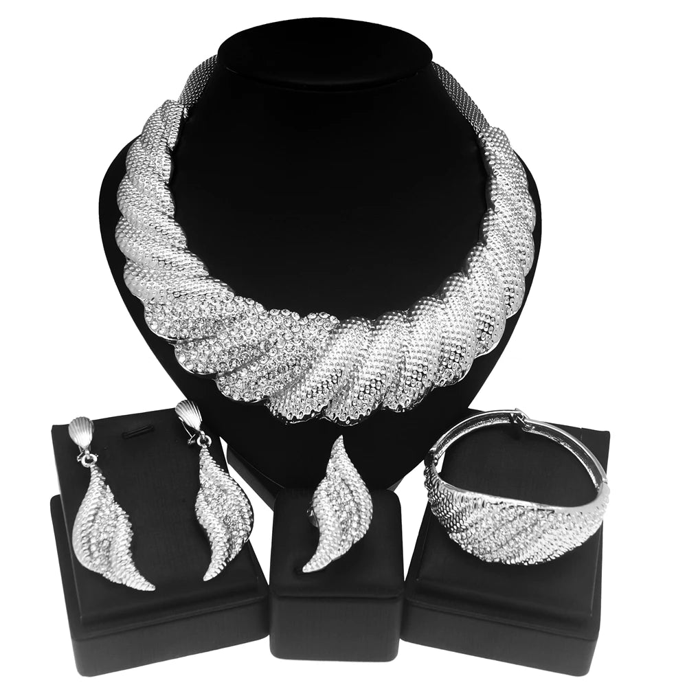 Luxury Gold Plated Dubai Bridal Jewelry Set for Women