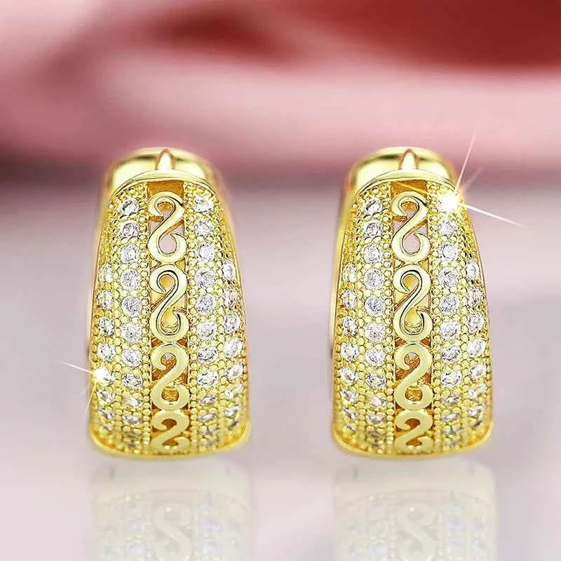 Luxury 22k Gold Plated 925 Silver Huggie Earrings Diamond Micro Insert Women's Fine Jewelry Everyday Wear Brilliant Cut Third