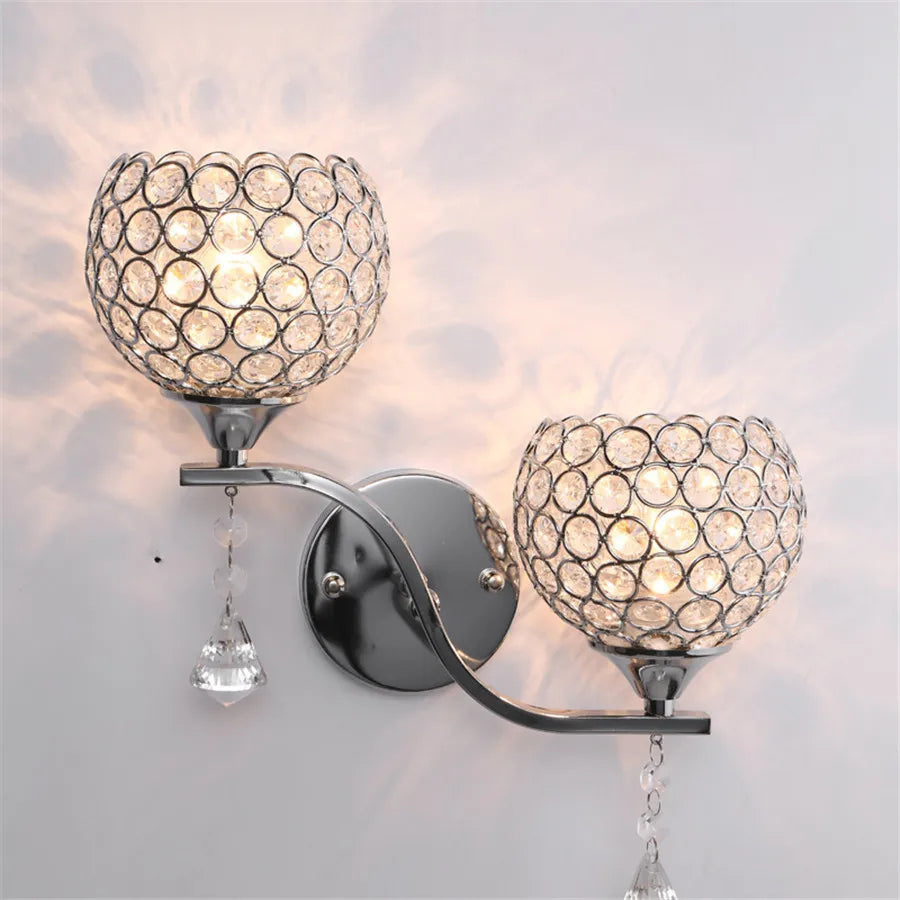 Luxury Crystal Bedside Wall Light Fixture - Elegant Home Decor