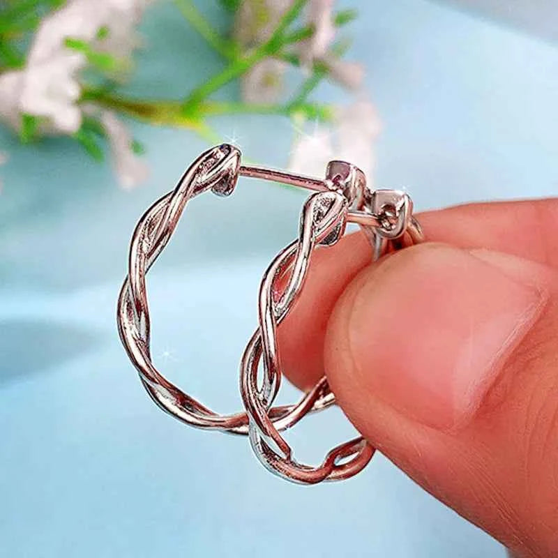 E1236 White Gold Hoop Earrings Alloy Classic Unisex Jewelry