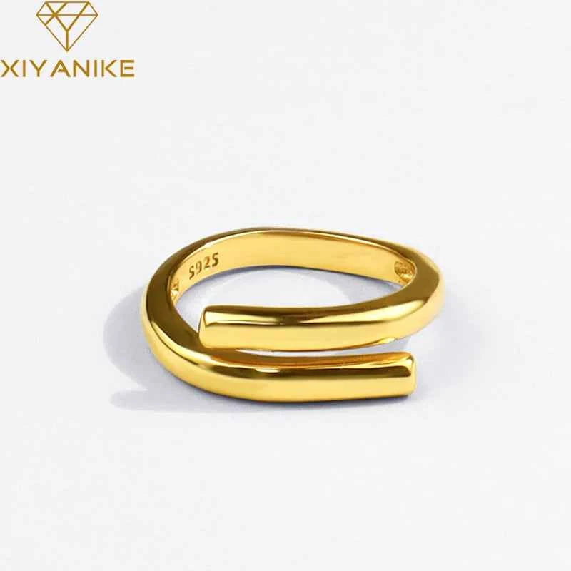 Elegant Double Layer Geometric Ring - Adjustable Silver Fashion Jewelry