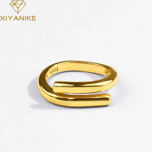 Elegant Double Layer Geometric Ring - Adjustable Silver Fashion Jewelry