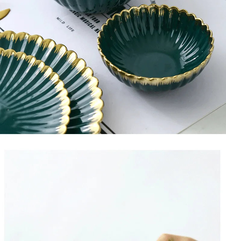Elegant Vintage Ceramic Dinnerware Set - Gold Rim Design