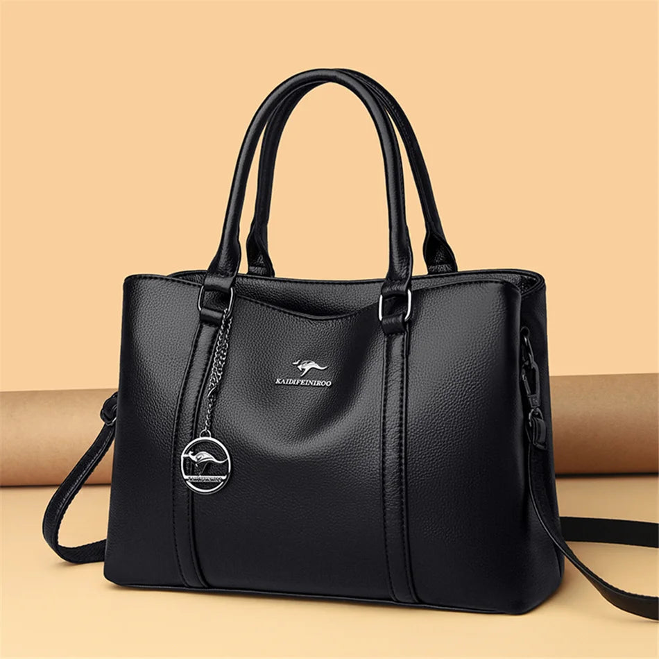 Luxury Leather Shoulder Bag - Elegant Crossbody Tote