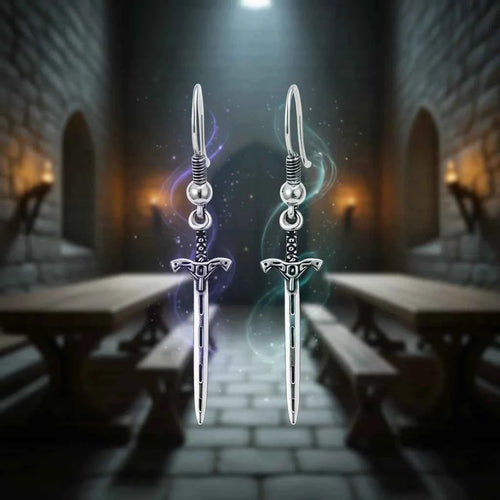 Antique Silver Plated Princess Cut Sword Drop Earrings Punk Style Unisex Fashion Jewelry Stainless Steel