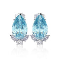Water drop crystal earrings - light blue pear-shaped crystals in claw setting on 925 silver posts